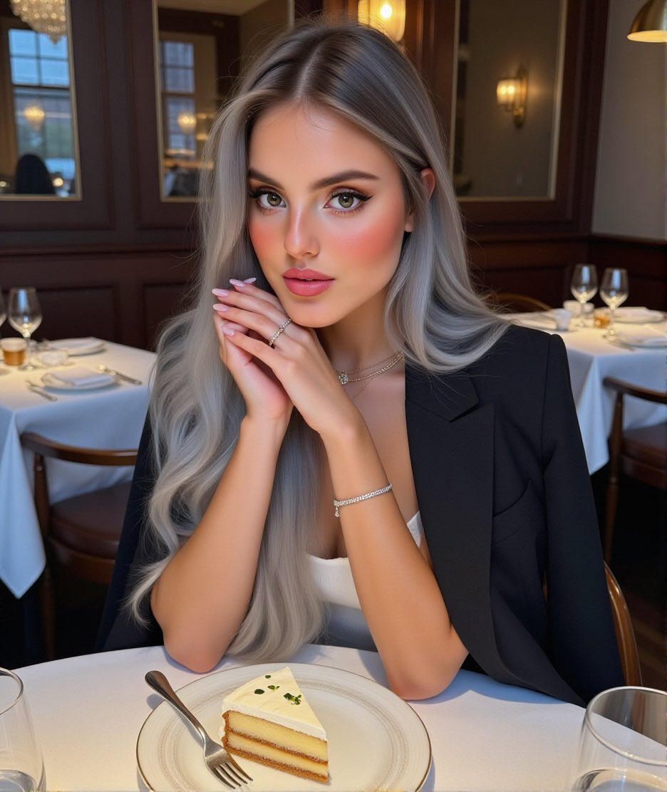 Allison Hernandez seated at a restaurant table in a black blazer.